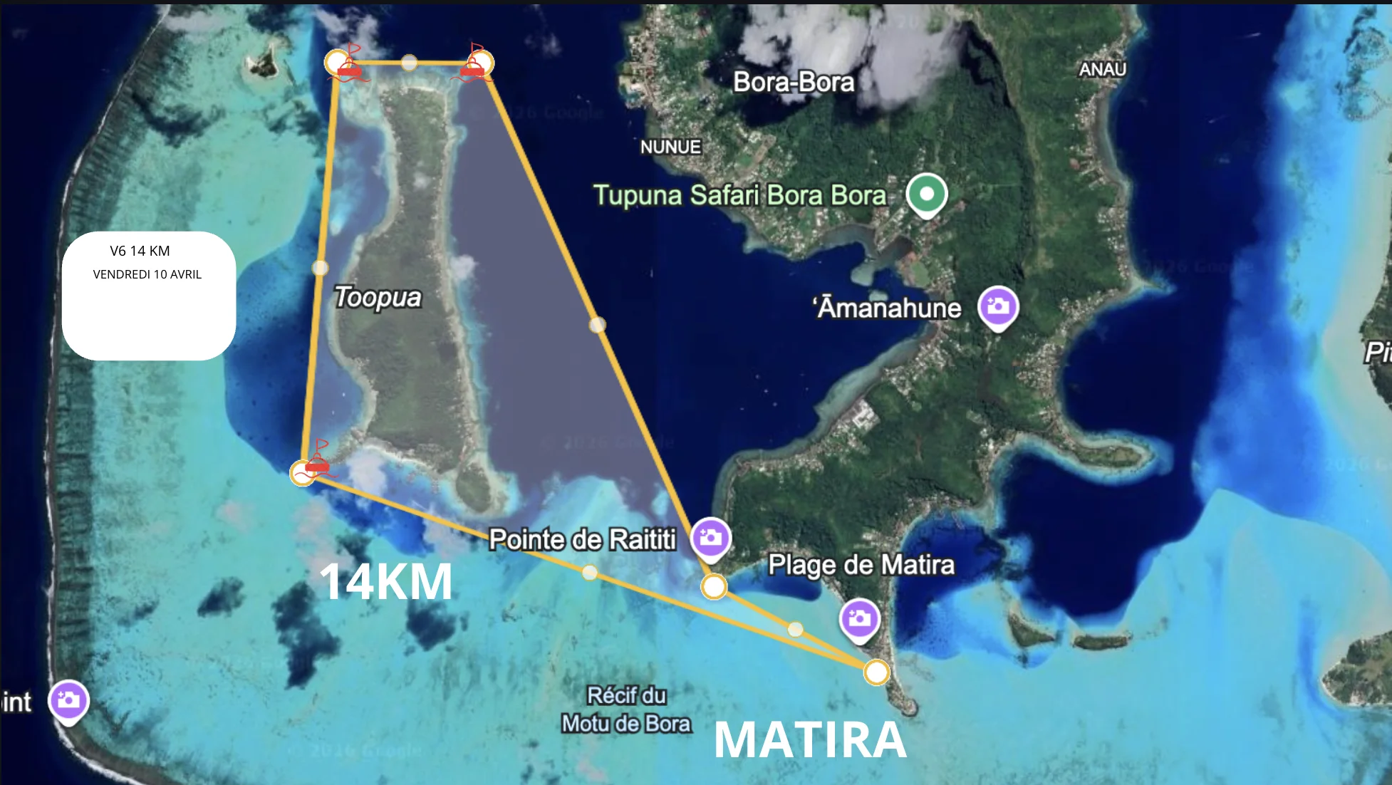Course map — V6 Challenge 14km — Toopua Triangle